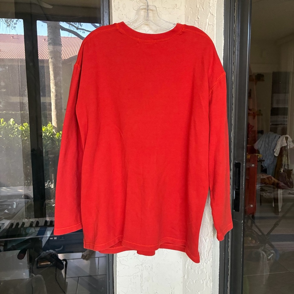 VTG 90s Madison Sport Tradition Red Henley Shirt Size Large 100% Cotton - Picture 6 of 6